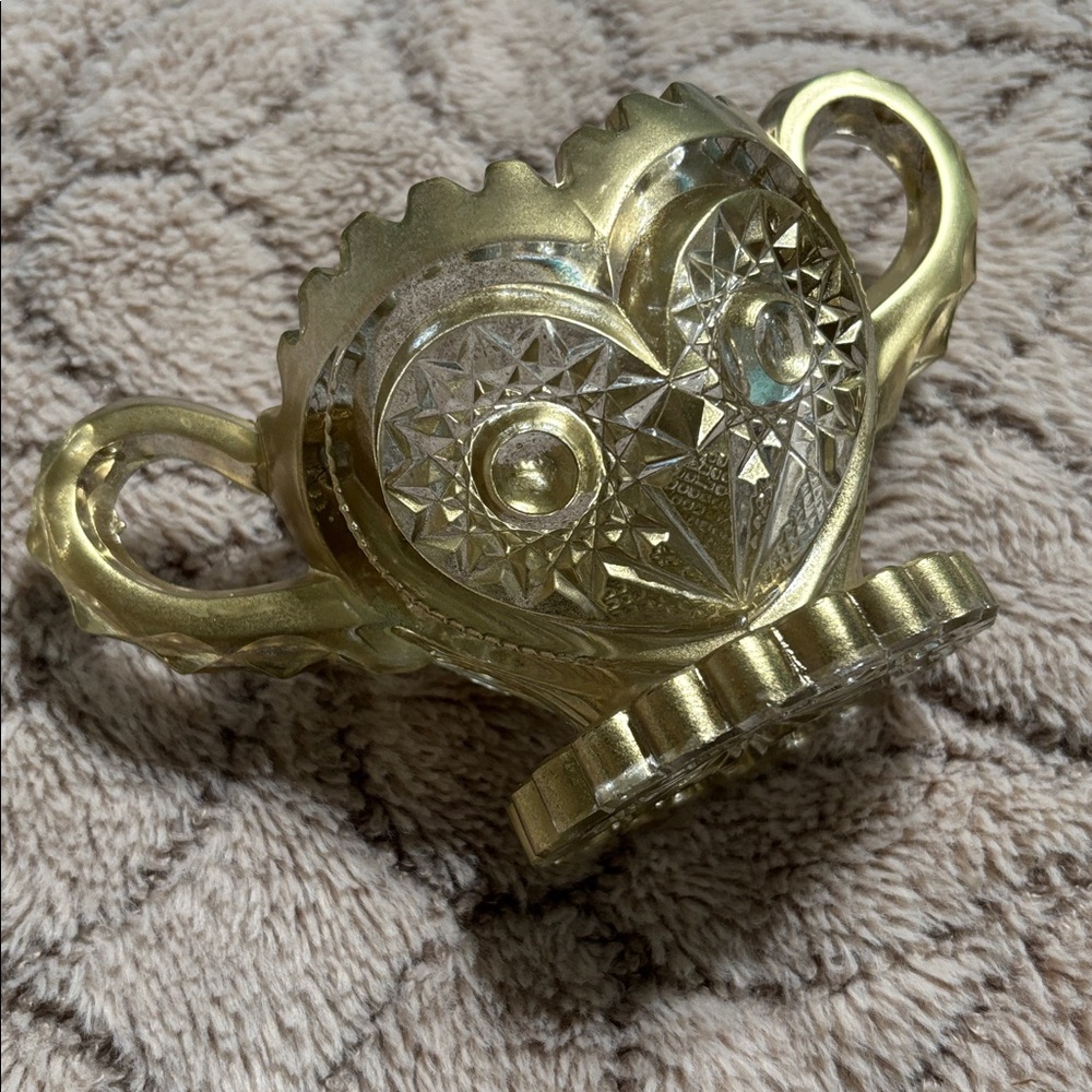 Gold decorative Two-Handled Owl Glass Dish self painted and non sealed